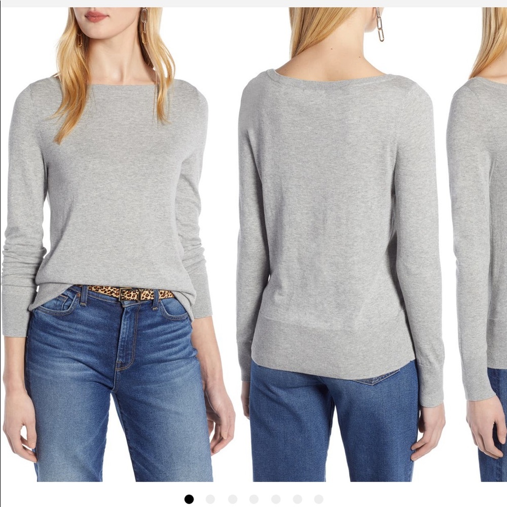 Halogen Boat Neck Sweater - Gray
